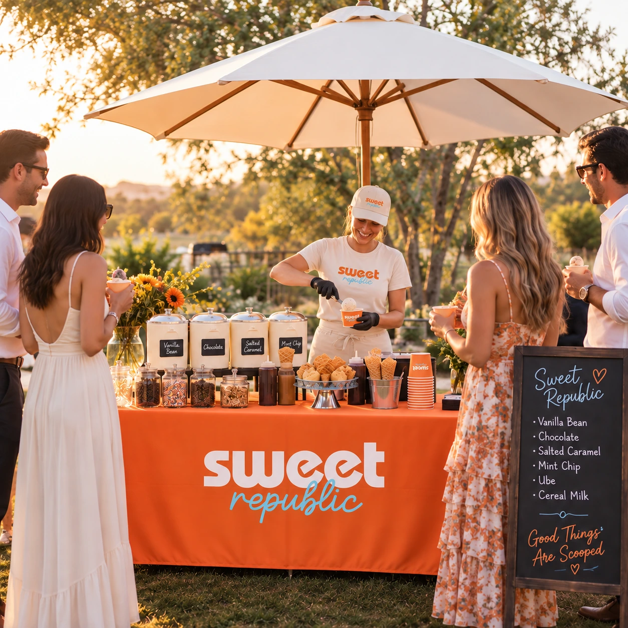 Sweet Republic ice cream cart catering an outdoor Arizona event